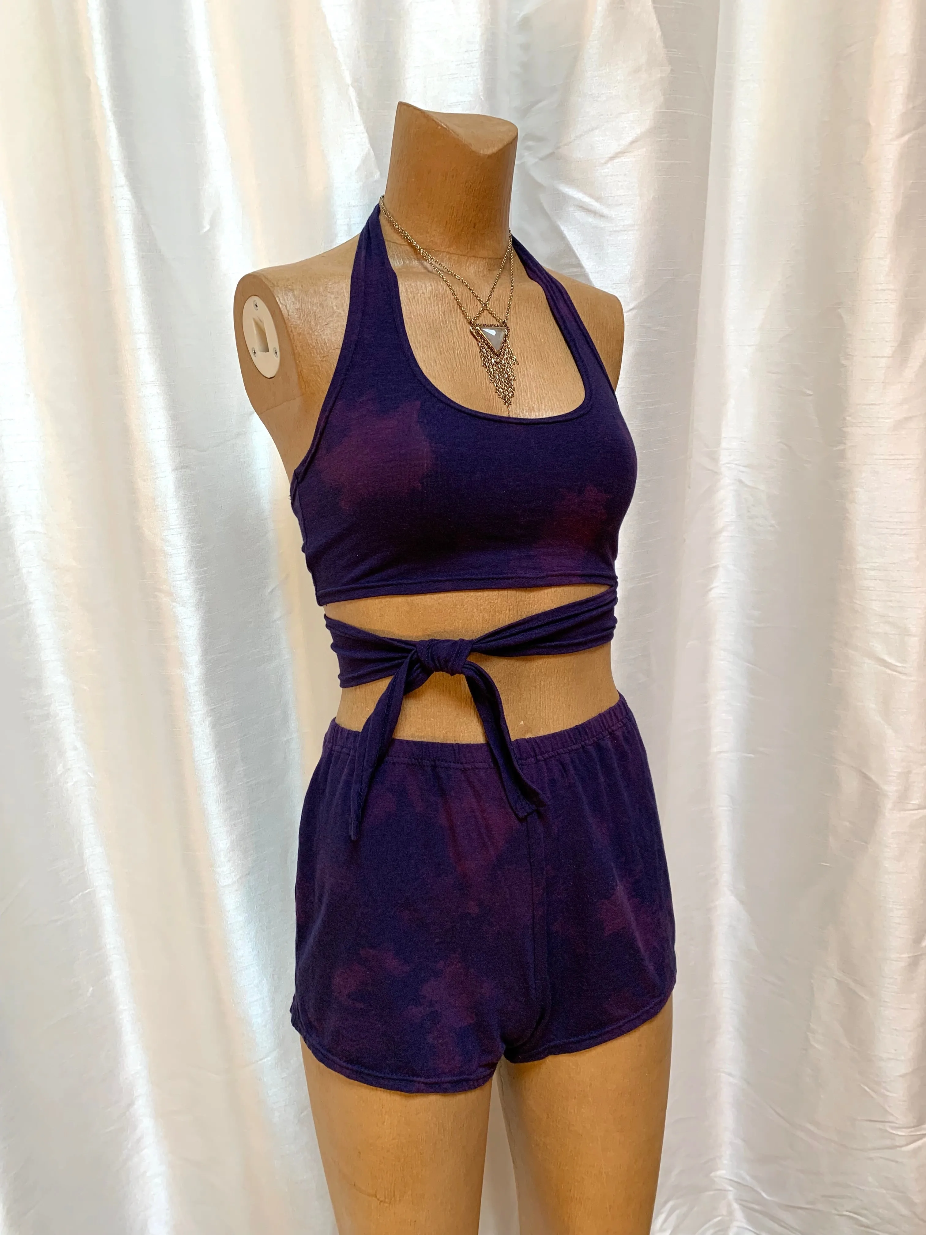 Bianca Rachele Hand Dyed Wrap Halter Top | Purple Haze