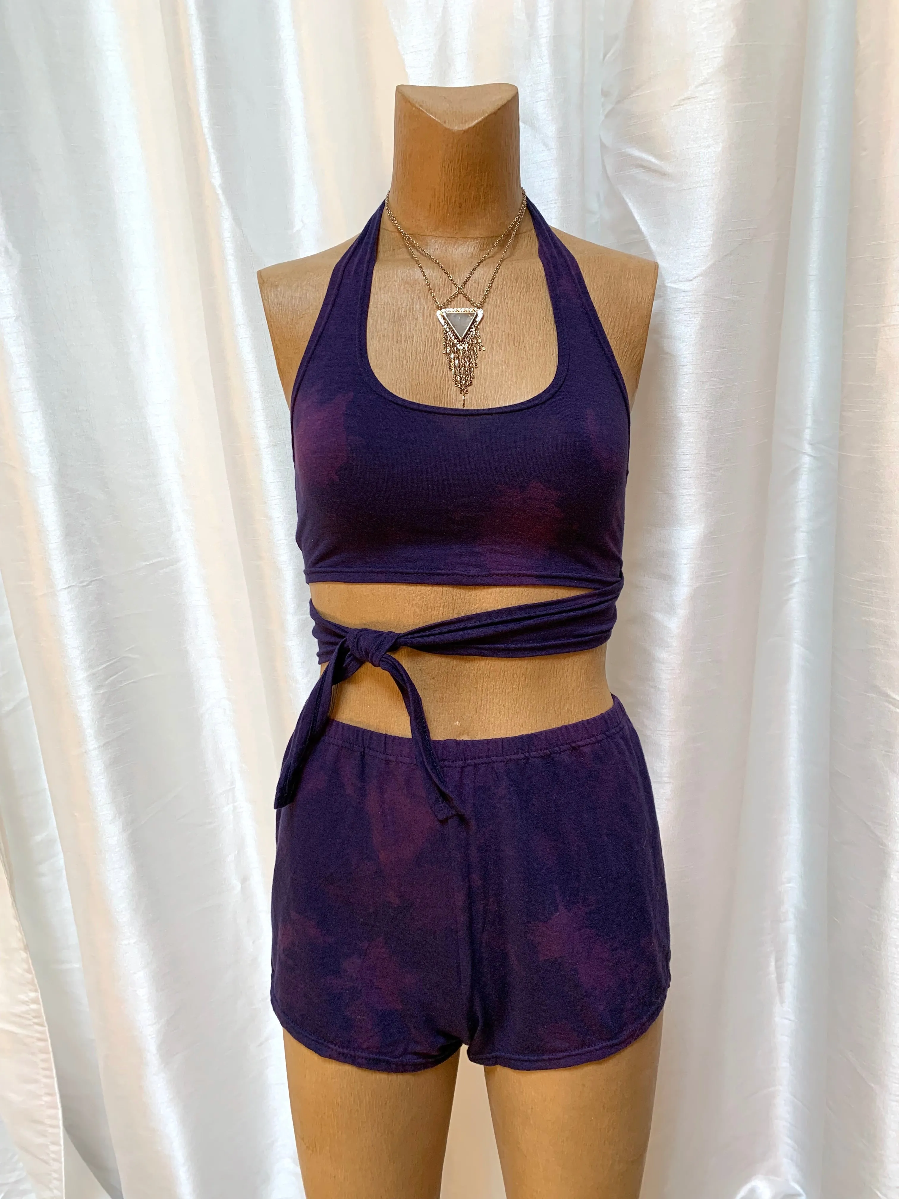 Bianca Rachele Hand Dyed Wrap Halter Top | Purple Haze