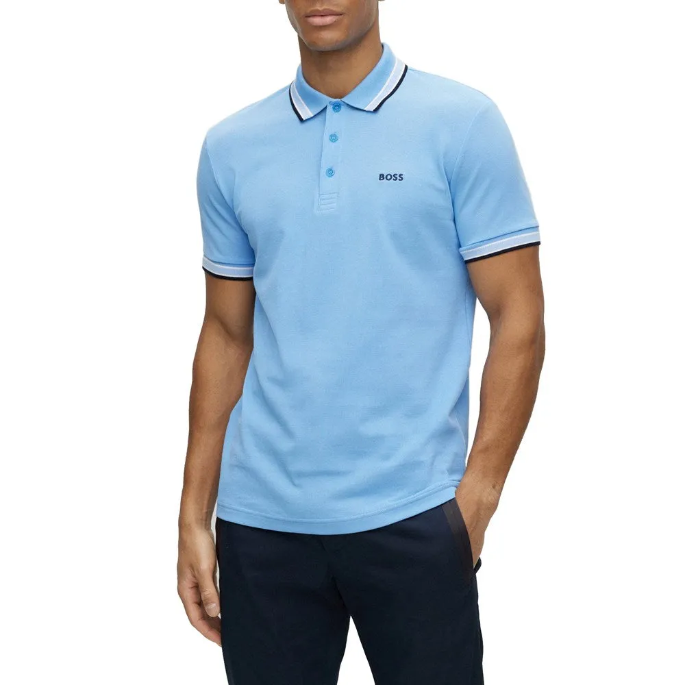 Boss Paddy Cotton Pique Polo - Bright Blue