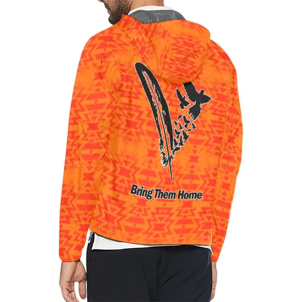 Fire Colors and Turquoise Orange Bring Them Home Unisex Windbreaker