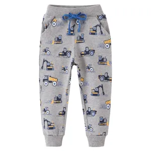 Jumping Meters New Arrival Excavators Boys Trousers Pants For Autumn Winter Cartoon Characters Print Fashion Baby Sweatpants