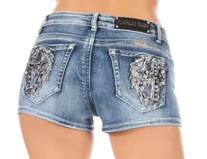 Ladies Rhinestone Shorts with Cross Design 4546 BS