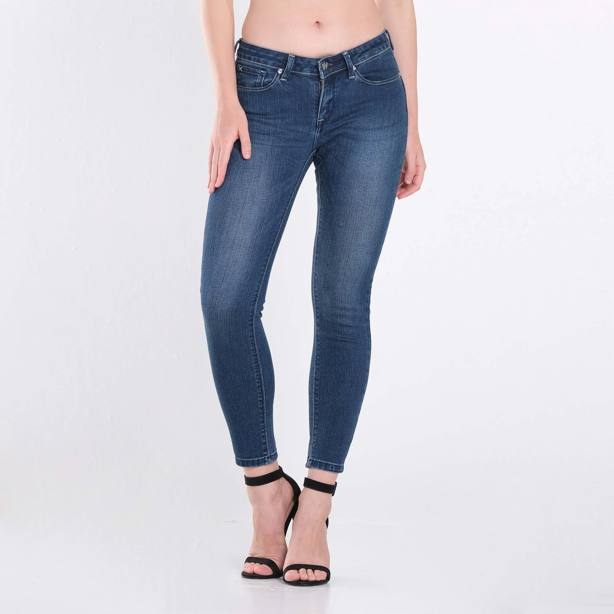 LEE WOMENS SKINNY NARROW DENIM JEANS IN TIDAL CRASH