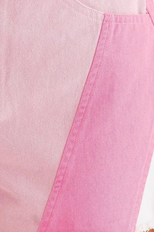 Pink Color Block Shorts