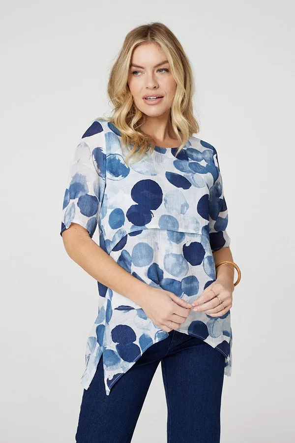 Polka Dot Layered Blouse Top