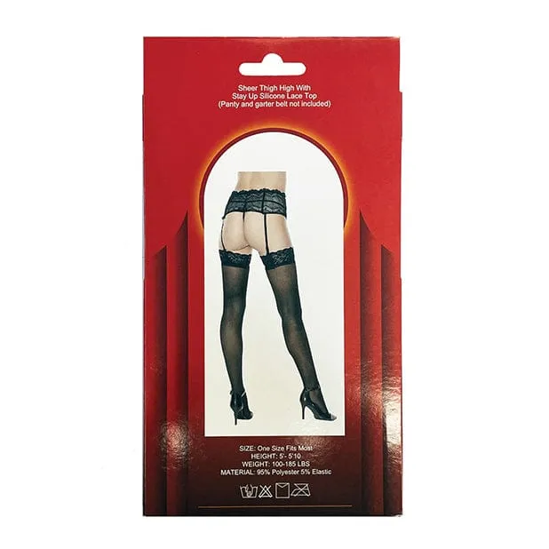 Popsi Lingerie - Silicone Lace Top Thigh High Stockings O/S (Black)