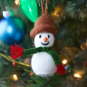 Snowman Ornament, Knit Wool