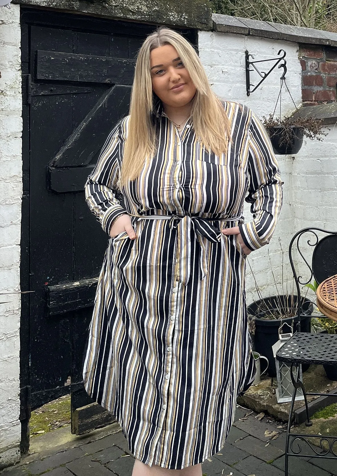 Striped Dress With Self-Tie Waist