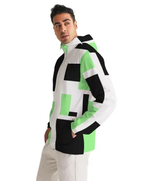 Uniquely You Mens Windbreaker - Hooded / Green Tricolor