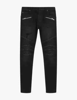 Wash Black Skinny Biker Jeans -