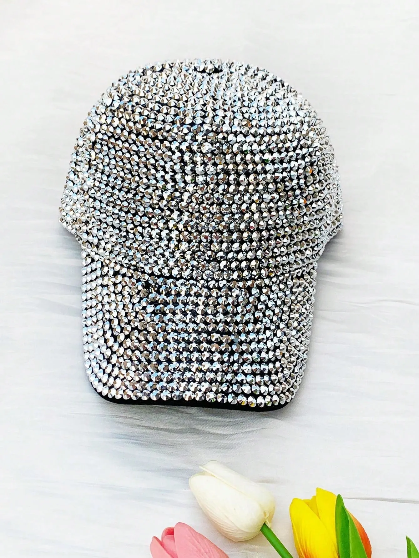 Women's Fashionable Silver Rhinestone Detail Baseball Cap